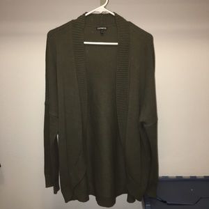Express Olive Green Open Cardigan